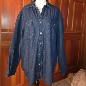 Wrangler NWOT Sherpa Lined Denim Shirt Jacket Men's Large Button Up with Pockets